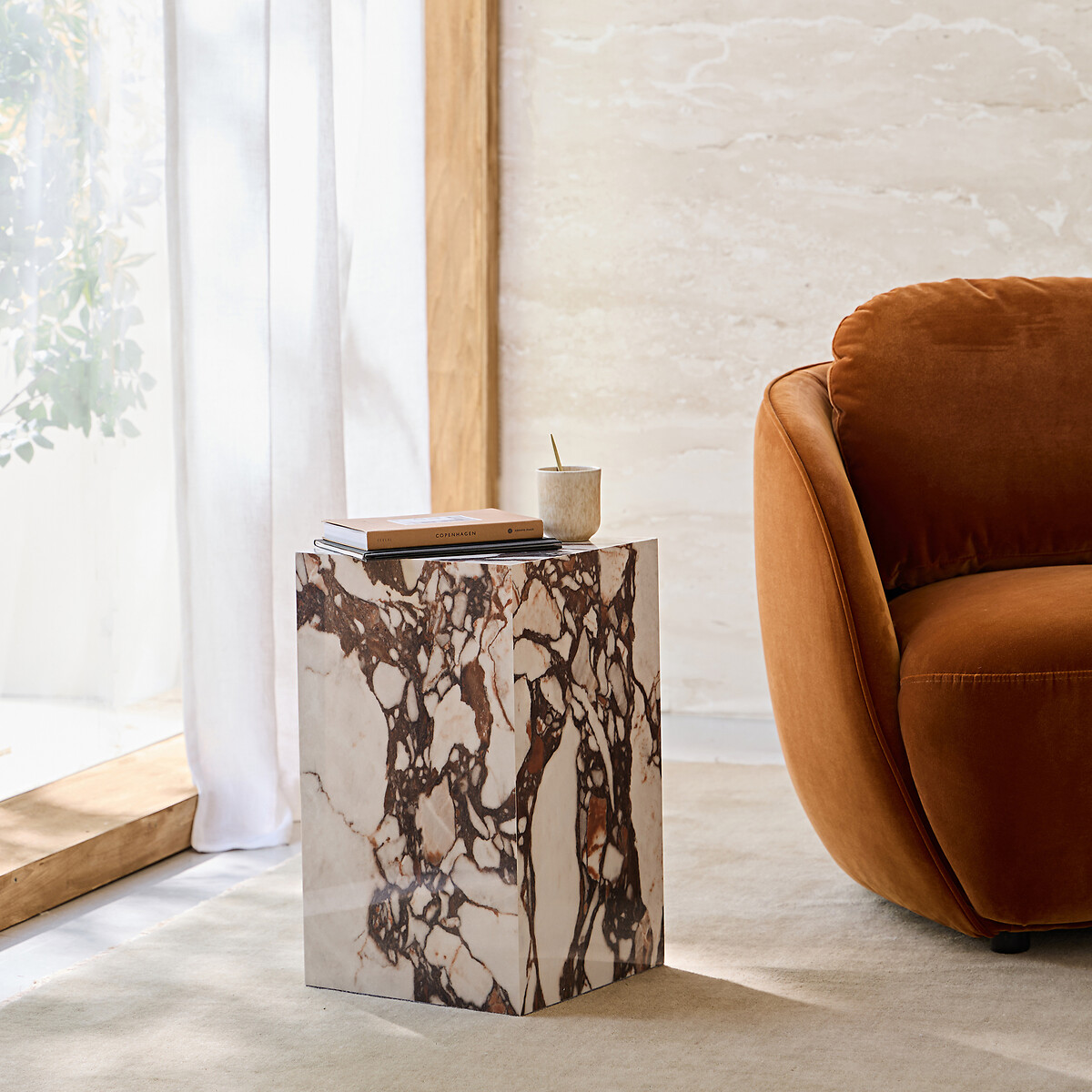 AM.PM<br>Mesa lateral, cerâmica com efeito mármore, Alcana