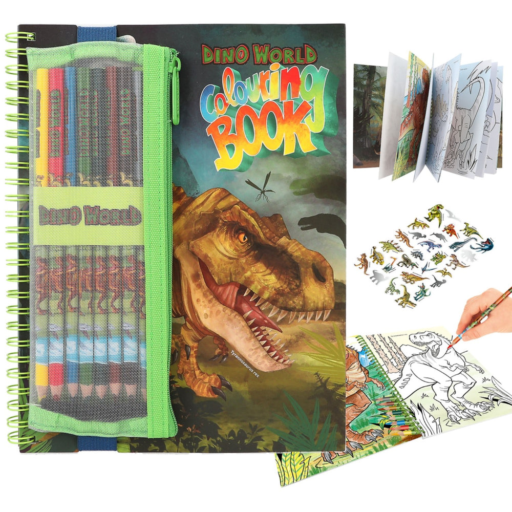 Køb Dino World Malebog m/farveblyanter