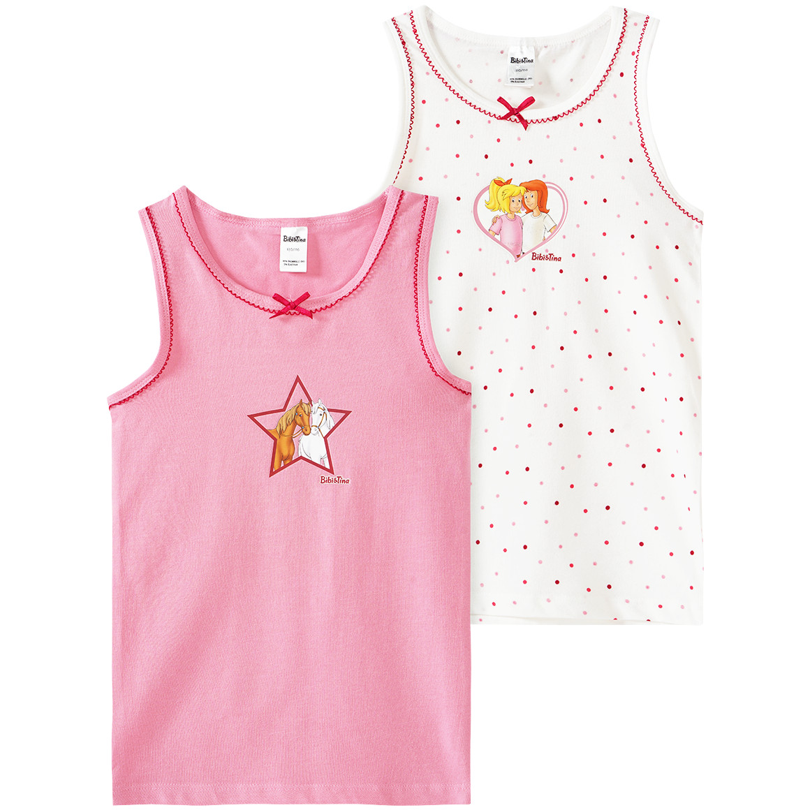 Topolino 2 Bibi & Tina Unterhemden mit Print weiss / rosa