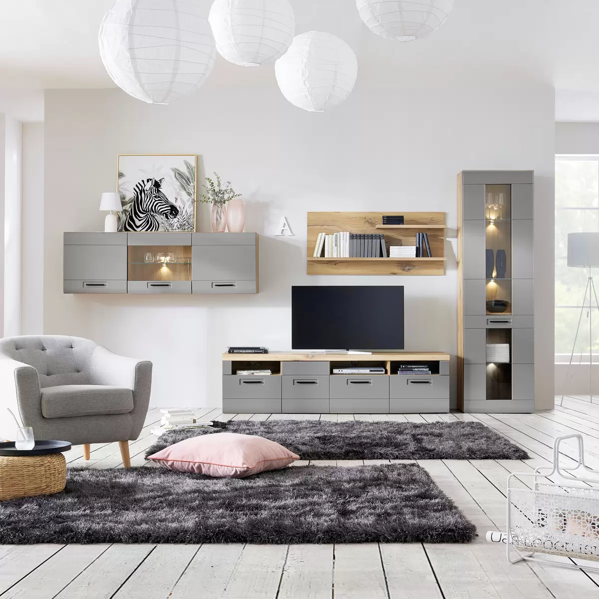 Wandboard Auris dunkelgrau,Eiche