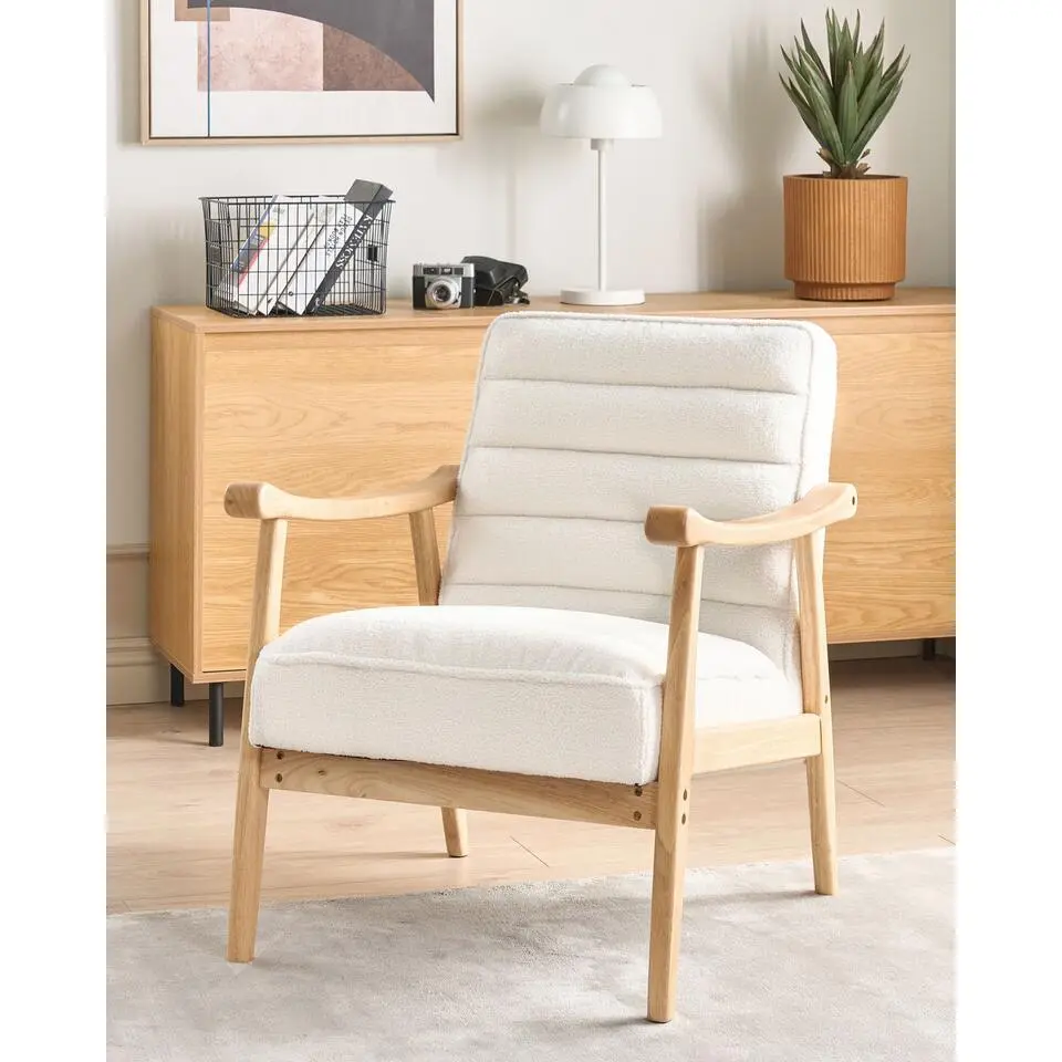 LEKNES - Fauteuil - Wit - Bouclé