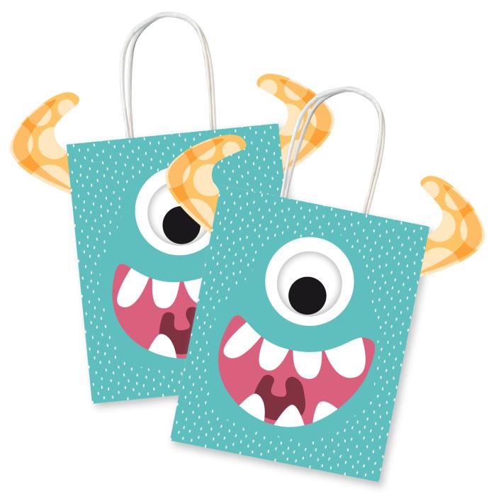SET 4 SACS CADEAUX AVEC OEIL MOBILE D.18X8X32CM MONSTRES