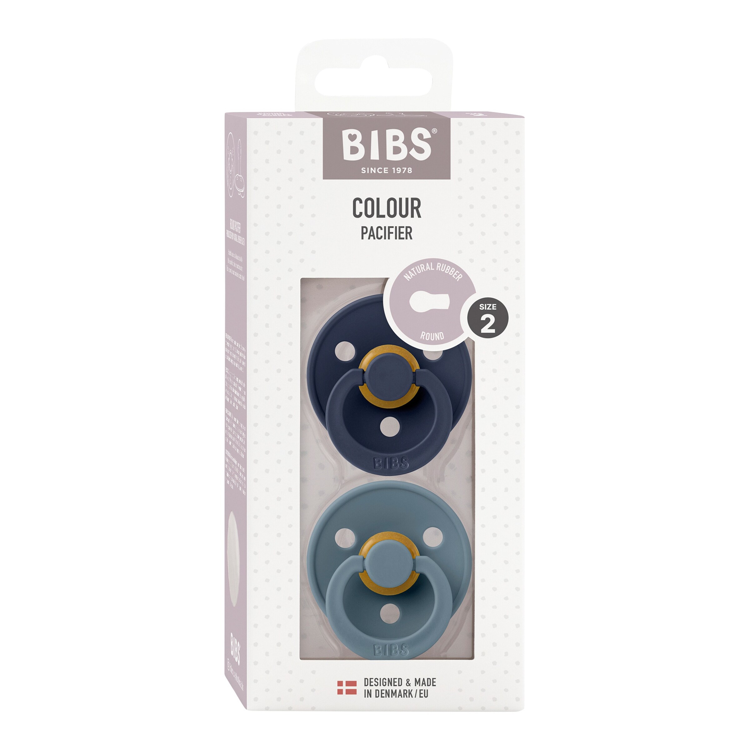 BIBS 2er-Pack Colour Schnuller Latex, 6-18M Deep Space / Petrol
