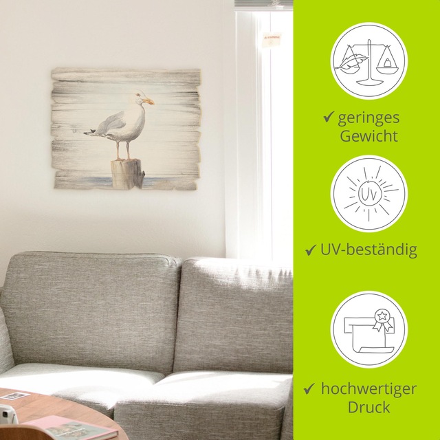 Artland Holzbild »Möwe« Vögel 1 Stk. tlg.