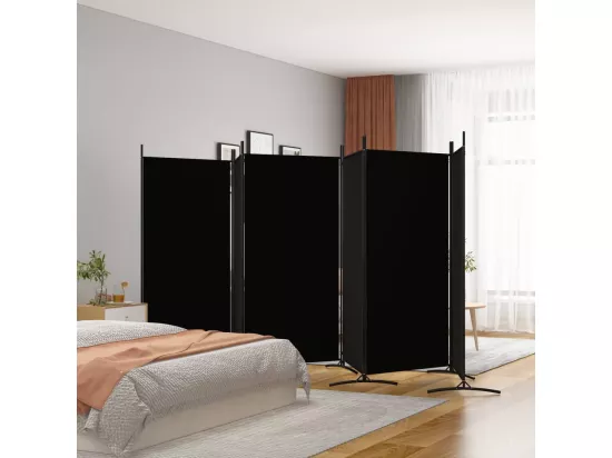 Cloison de séparation 6 panneaux Noir 520x180 cm Tissu