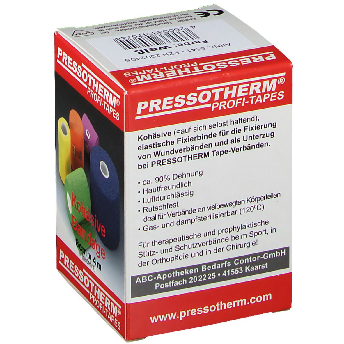 Pressotherm® Kohäsive Bandagen 8 cm x 4 m weiß