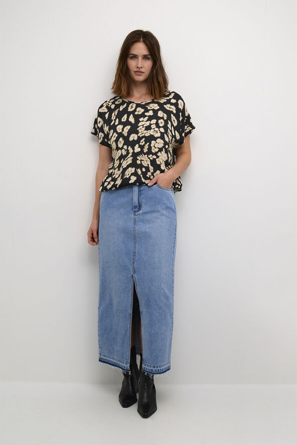 Kaffe KAbeathe Stanley Blouse Black/sand leo print