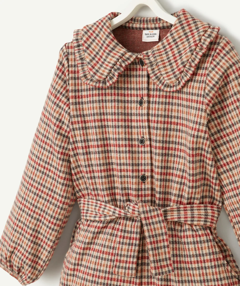 COMBISHORT FILLE EN FIBRES RECYCLÉES ET À CARREAUX AVEC COL CLAUDINE