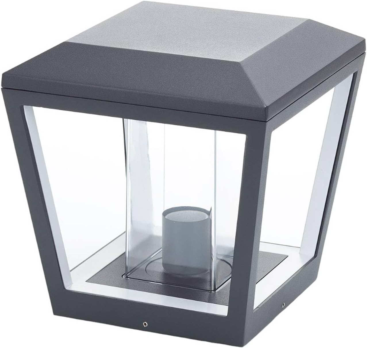 Lucande Außenleuchte Dunia (spritzwassergeschützt (Modern) in Schwarz aus Aluminium (1 flammig, E27) - Wegeleuchte Pollerleuchte Wegelampe Sockelleuchte
