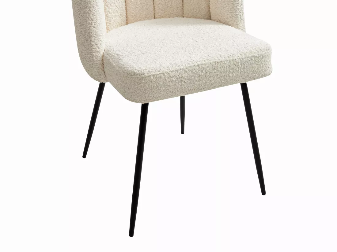 Lot de 2 chaises en tissu bouclette et métal noir - Crème - ALTINAM de Pascal MORABITO