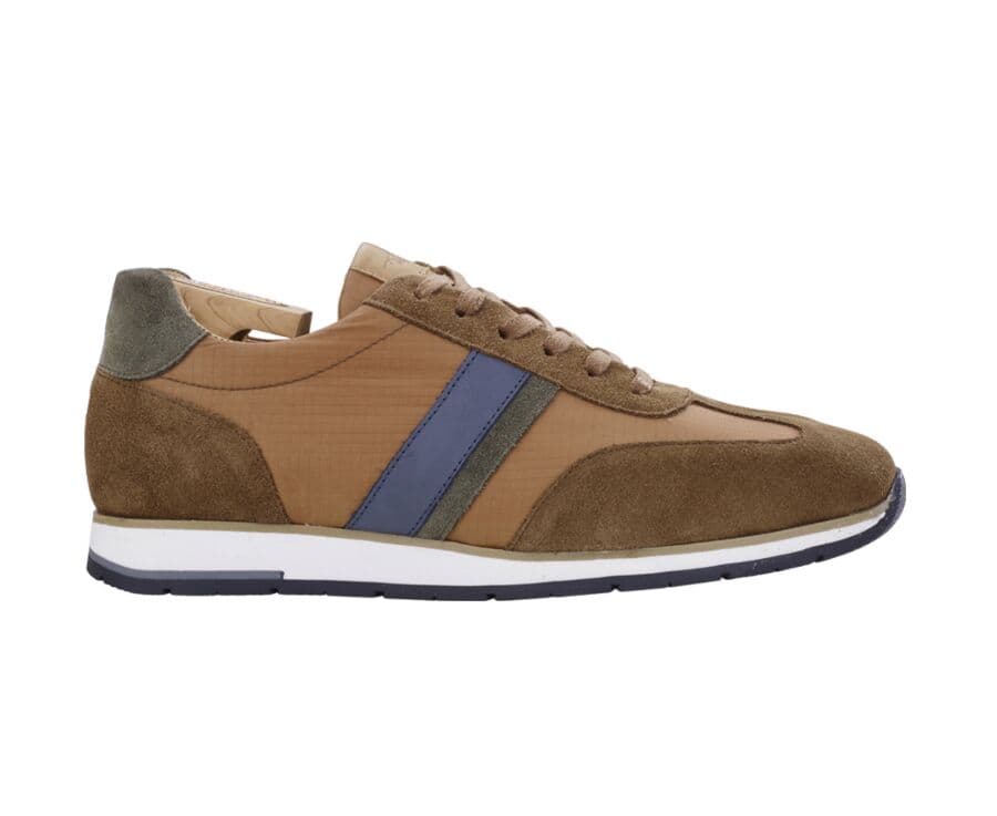 Sneakers homme Velours Cognac et Vert - MELINGA