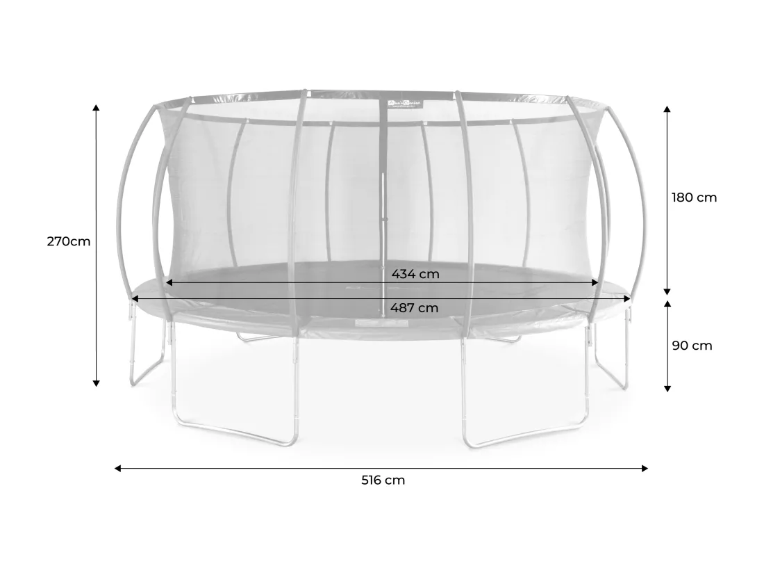 Trampoline rond Ø 490cm gris avec filet de protection intérieur - Jupiter Inner – Nouveau modèle - trampoline de jardin 4.90m 490 cm |Design | Qualité PRO | Normes EU