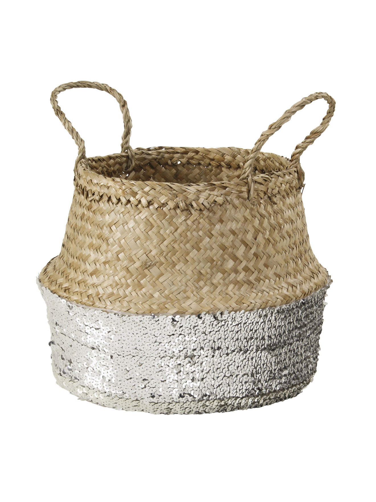 Panier rond sequins argentés