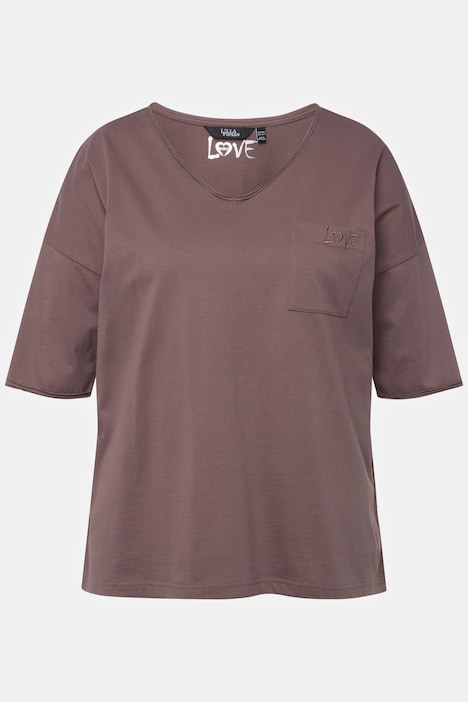 Loungewear-Shirt, Rollkante, Oversized, Rundhals, Halbarm