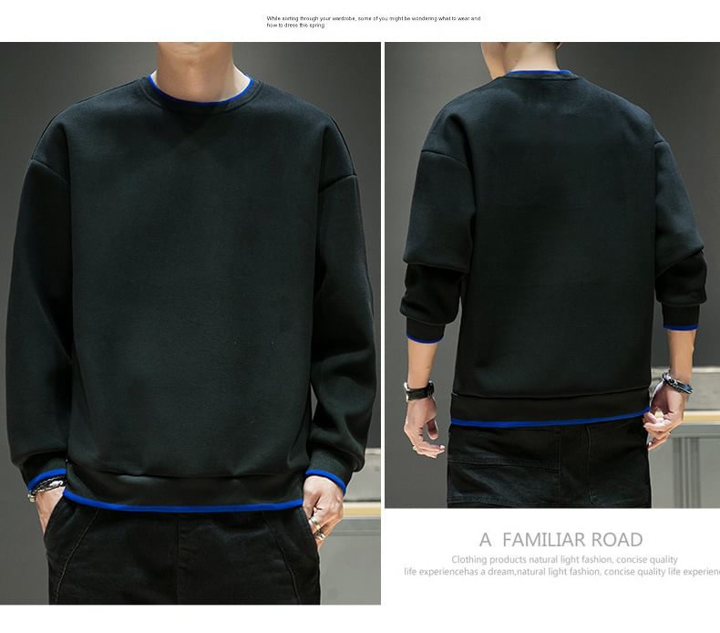 Lefitt - Sweatshirt met ronde hals en effen kleur