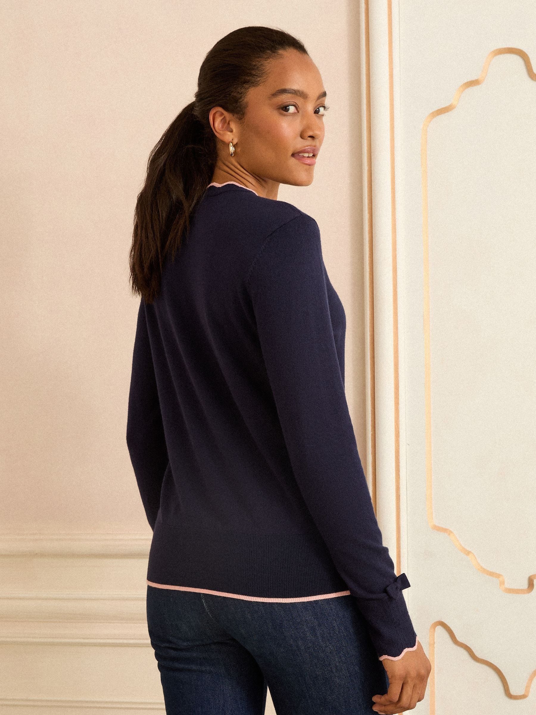 Marineblauwe strik - Love & Roses Fine Gauge Knitted Jumper