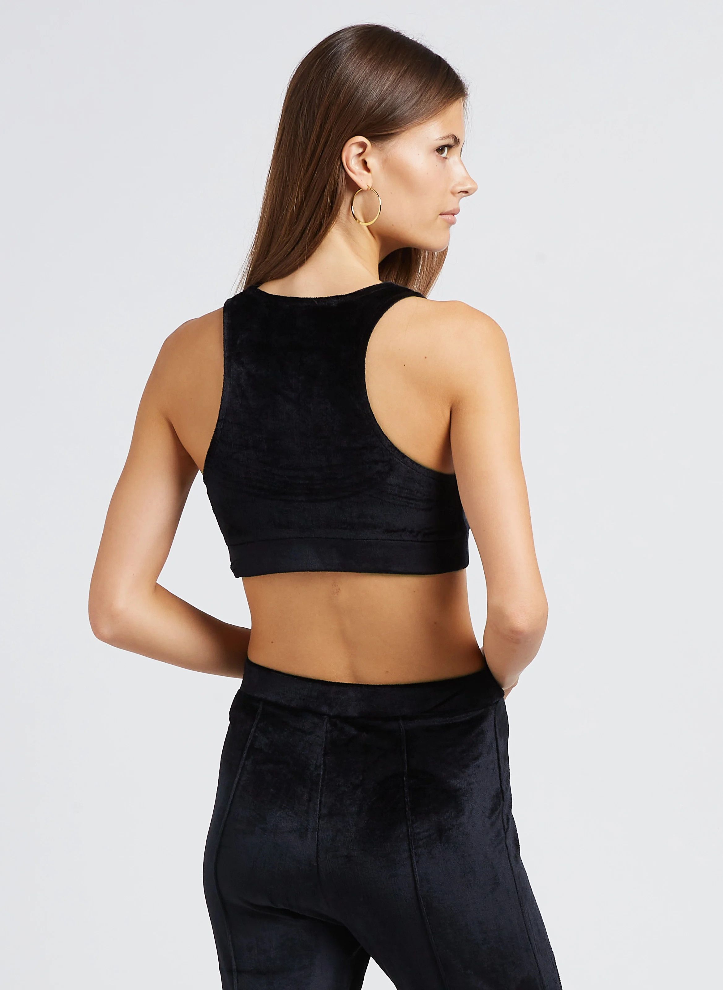 Brassière col V en velours | Noir