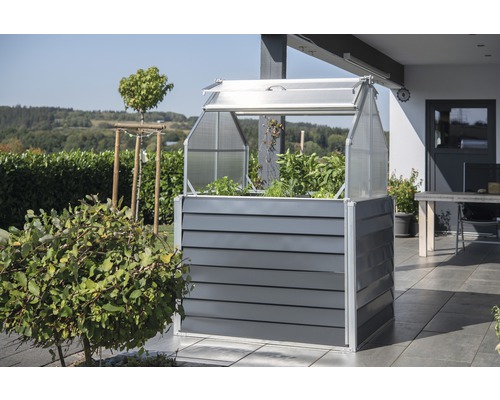 Klassieke verhoogde tuinbak WESTANN Store & Grow inclusief opbergruimte 120 x 120 x 169 cm antraciet