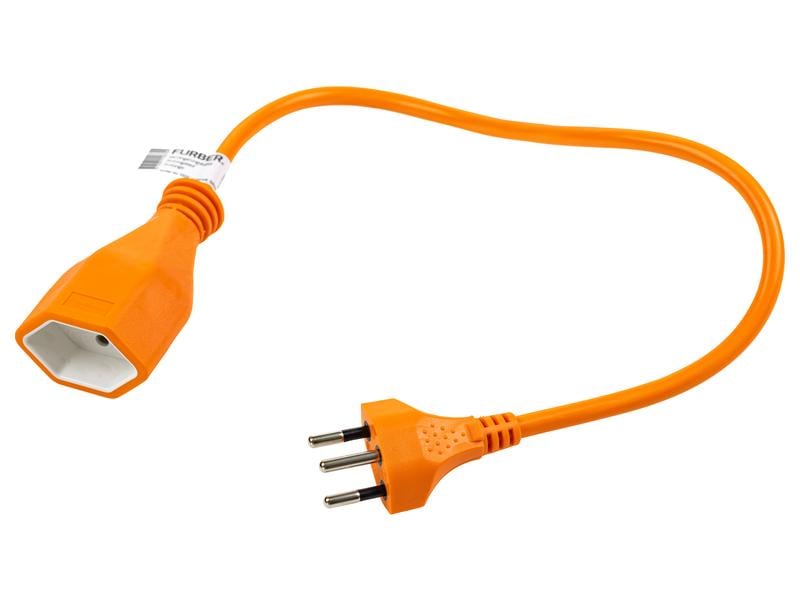 FURBER.power Verlängerungskabel T13-T12 0.5 m Orange Stromkabel H05VV-F 3G1.00