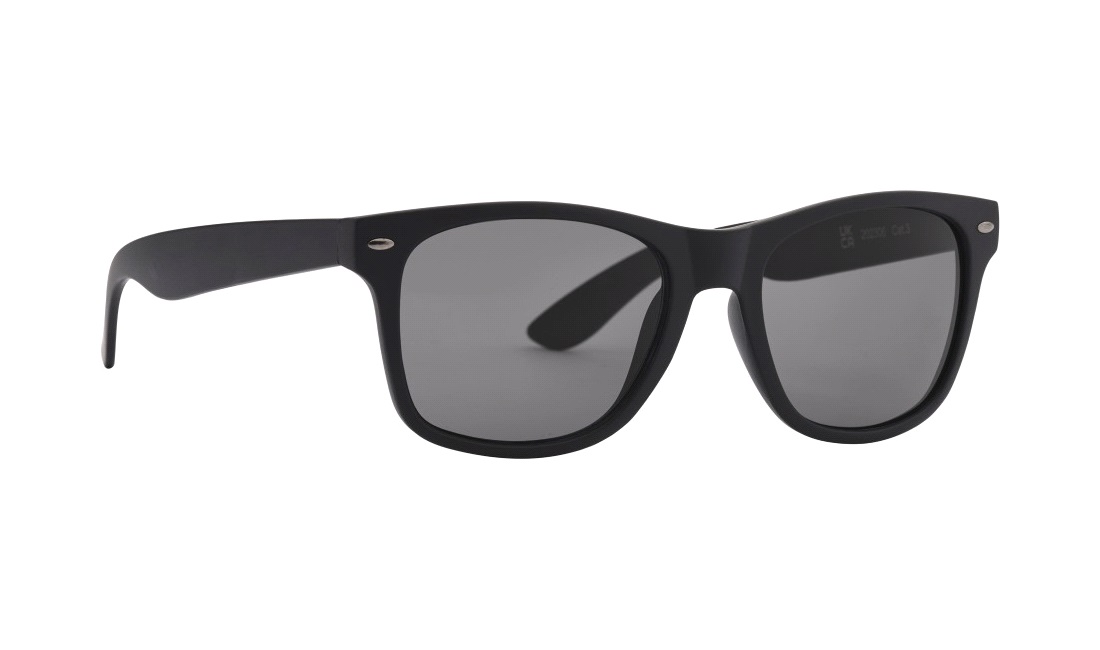 Solbrille Wayfarer mat sort med grå glas
