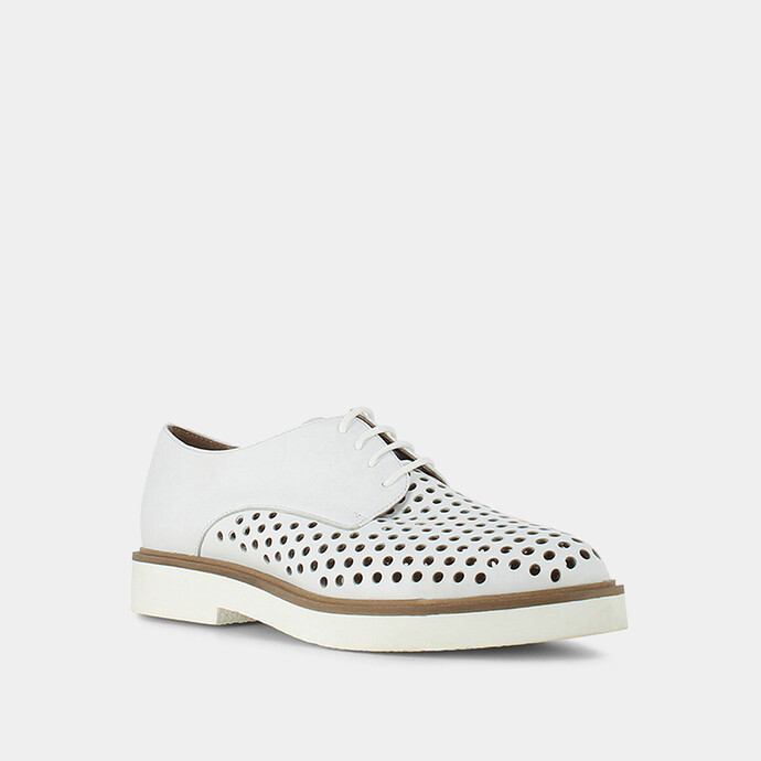 Derbies perforées  en cuir blanc