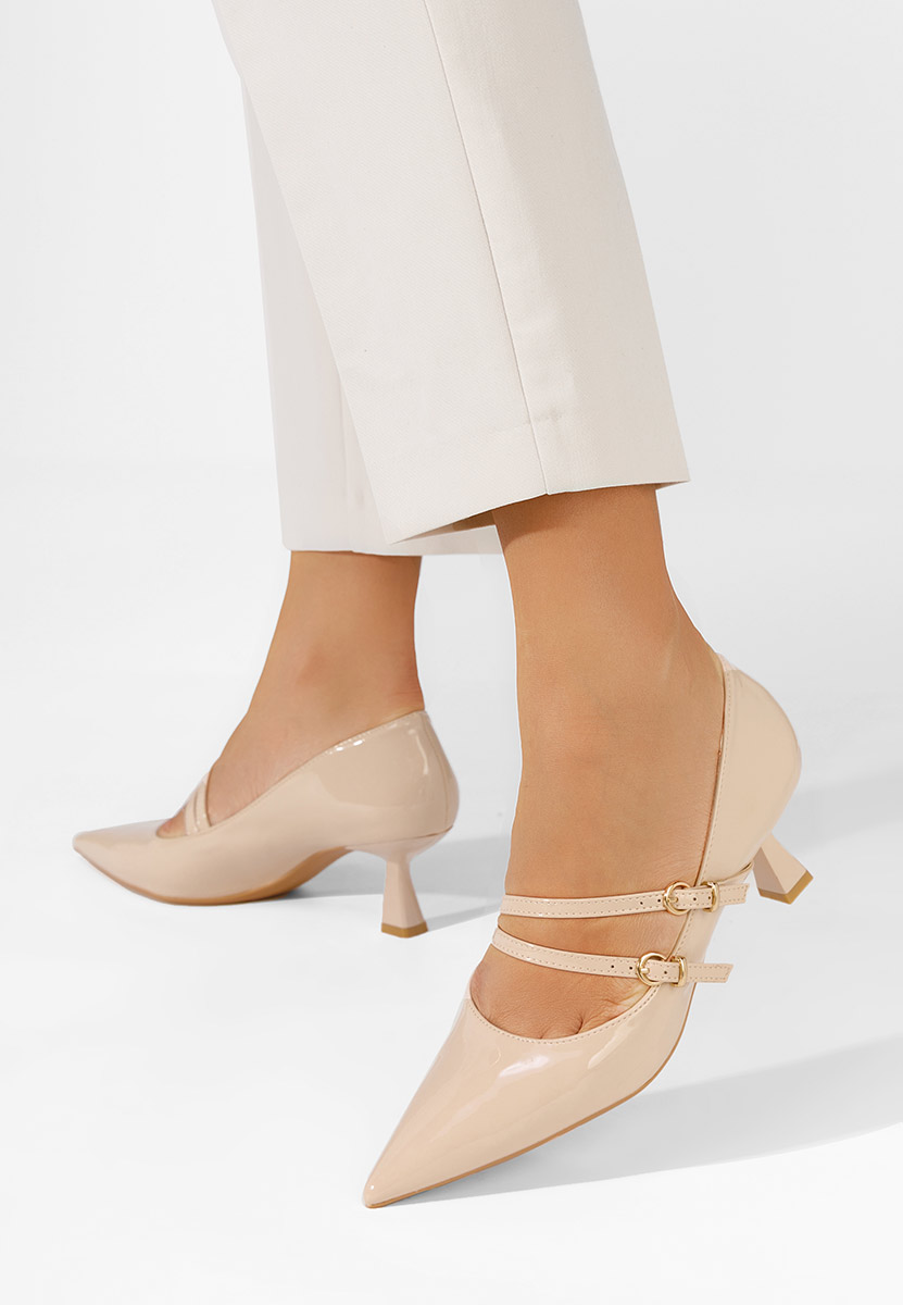 Chaussures stiletto à petit talon beige Mimi