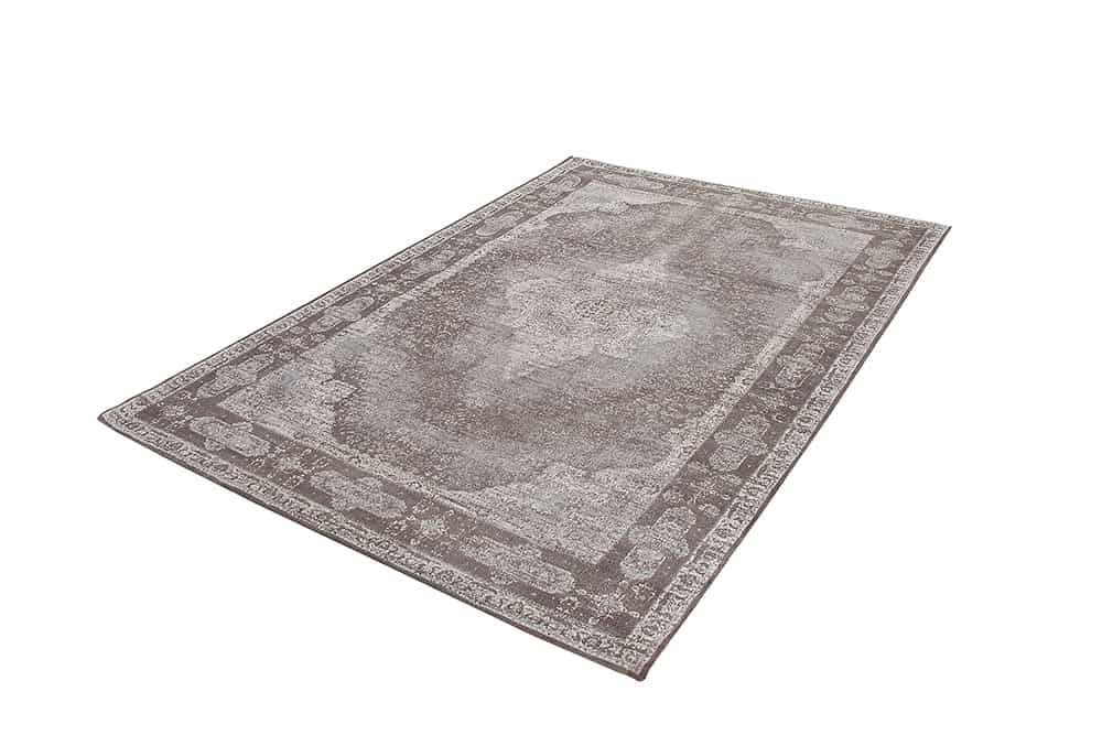 Orientalischer Baumwoll-Teppich PURE UNIQUE 240x160cm hellgrau geometrische Muster