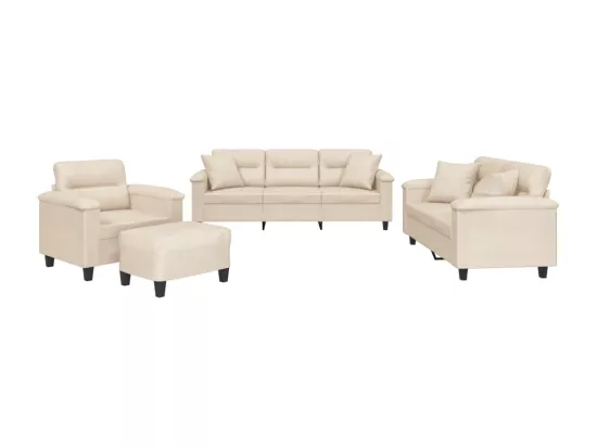 Ensemble de canapés 4 pièces avec coussins Beige Tissu microfibre