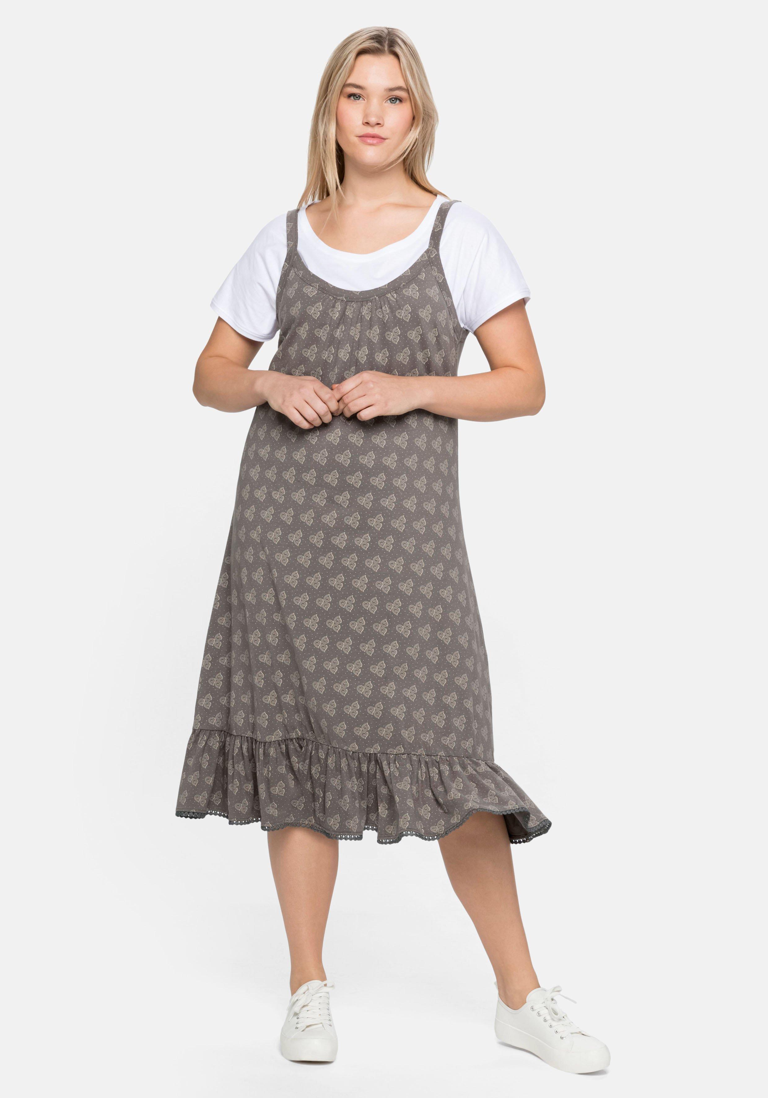 Trägerkleid mit Shirt, in A-Linie und mit Alloverdruck