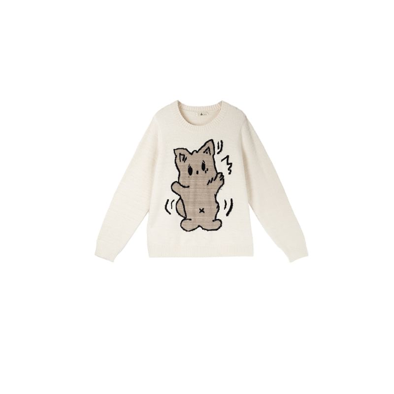 Ashteroid - Plus Size Crewneck Cat Jacquard Trui
