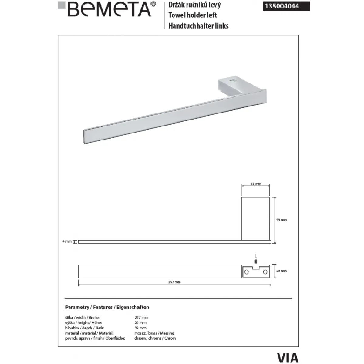 Bemeta - Maison De La Tendance Bemeta Porte-serviette Via en laiton