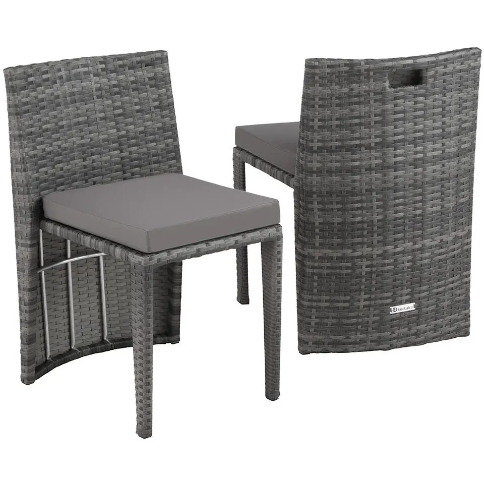 tectake Aluminium wicker bistroset Hamburg, Grijs