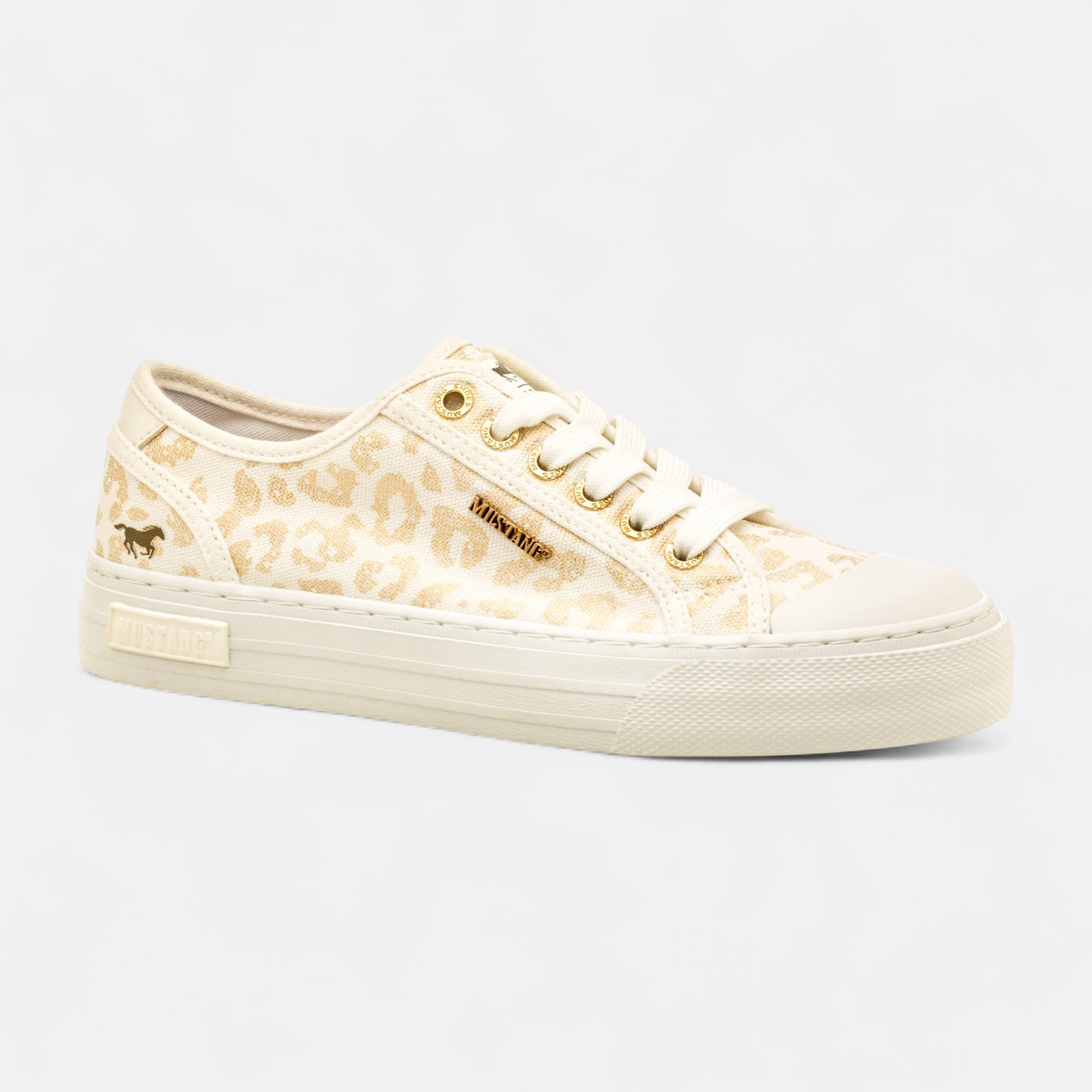 Baskets en toile Femme blanc/or