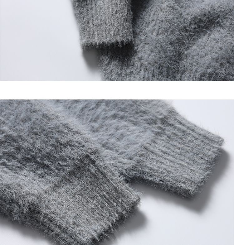 Shineon Studio - V-hals effen pluizig vest
