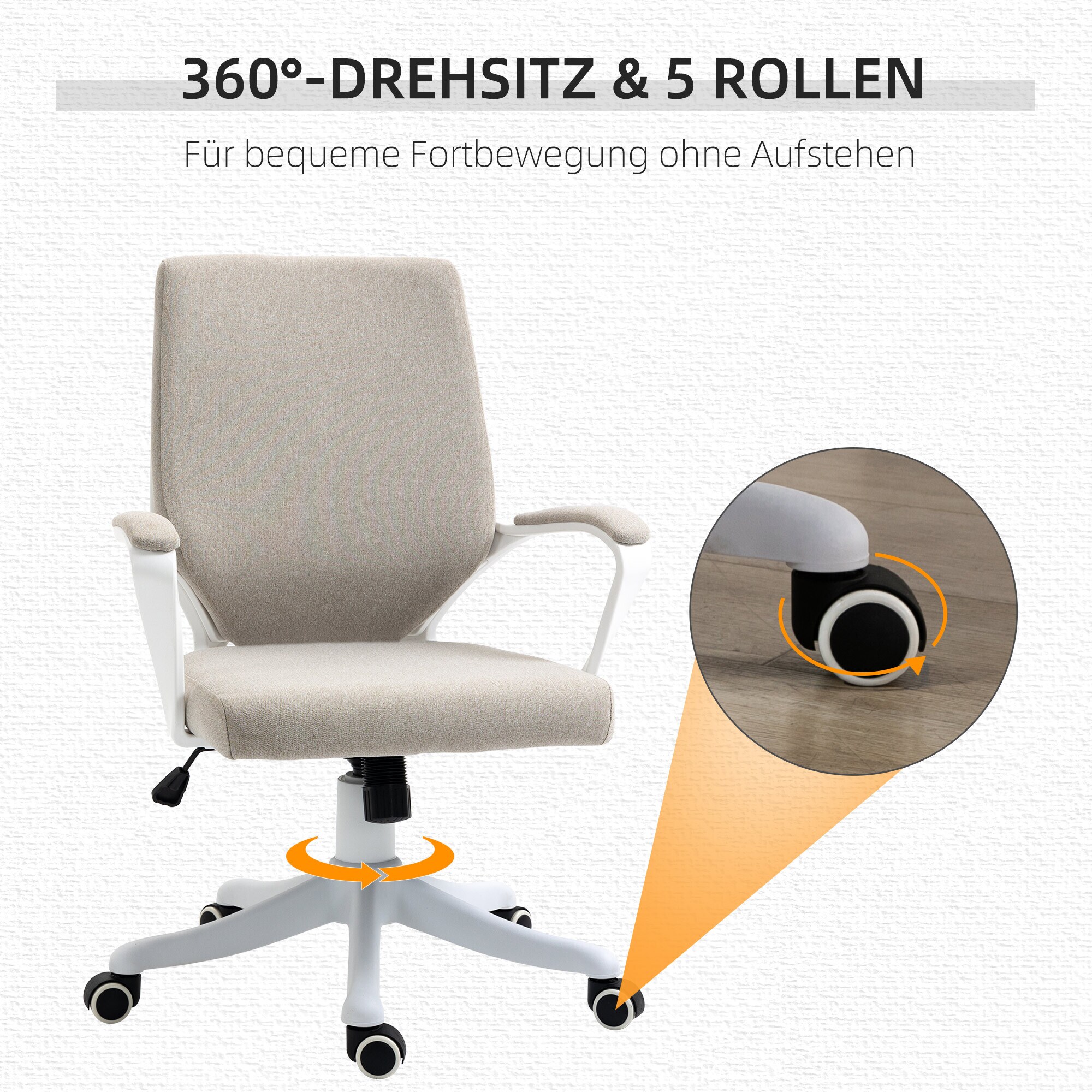 Vinsetto Bürostuhl ergonomisches liniendesign, weiche Polsterung 62 x 69 x 92-102 cm (BxTxH)
