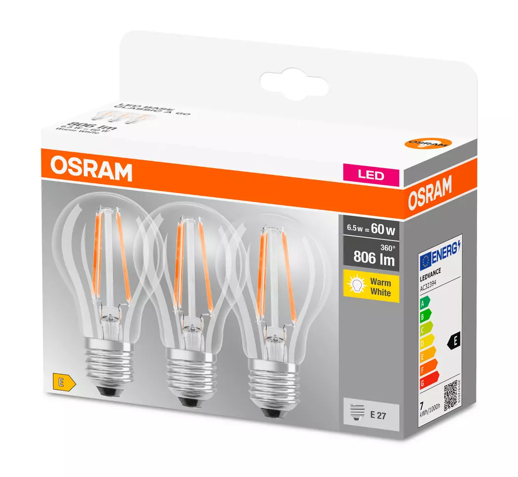 LED-Birne E27/6,5 Watt/Energie E
