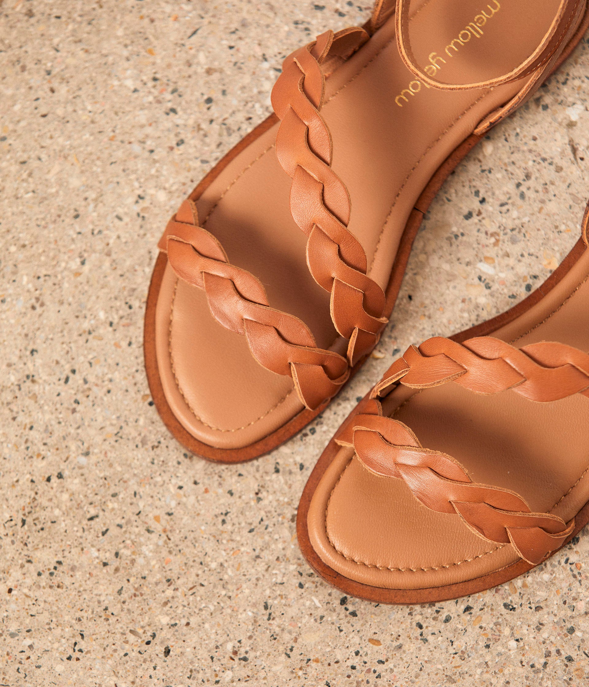 Sandales tressées cognac Selma