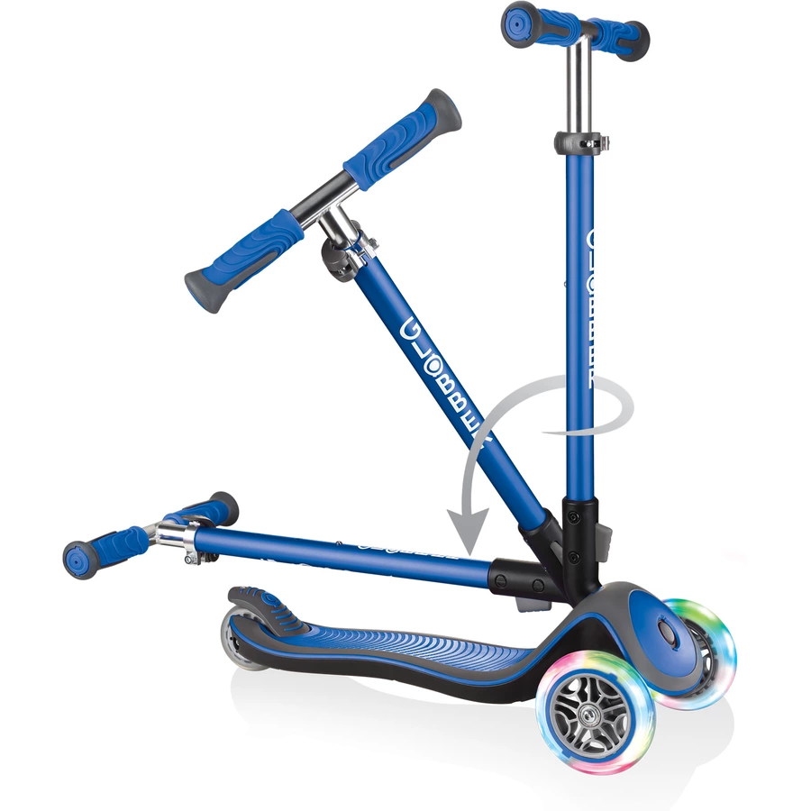 GLOBBER Scooter ELITE DELUXE LIGHTS mit Leuchtrollen, navy-blau