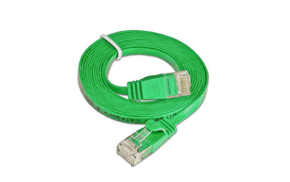 Slimpatchkabel RJ-45 - RJ-45, Cat 6, UTP, 20 m, GrünUnscreened/Unshielded Twisted-Pair-Kabel (UTP) mit Klinkenschutz