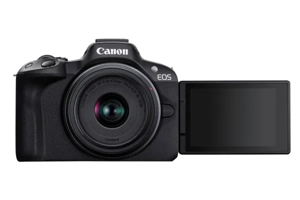 Canon EOS R50 - Digitalkamera - spejlløst - 24.2 MP - Full Frame - 4K / 30 fps - 2.5x optisk zoom RF-S 18-45 mm F4.5-6.3 IS STM objektiv - Wi-Fi, Bluetooth - sort