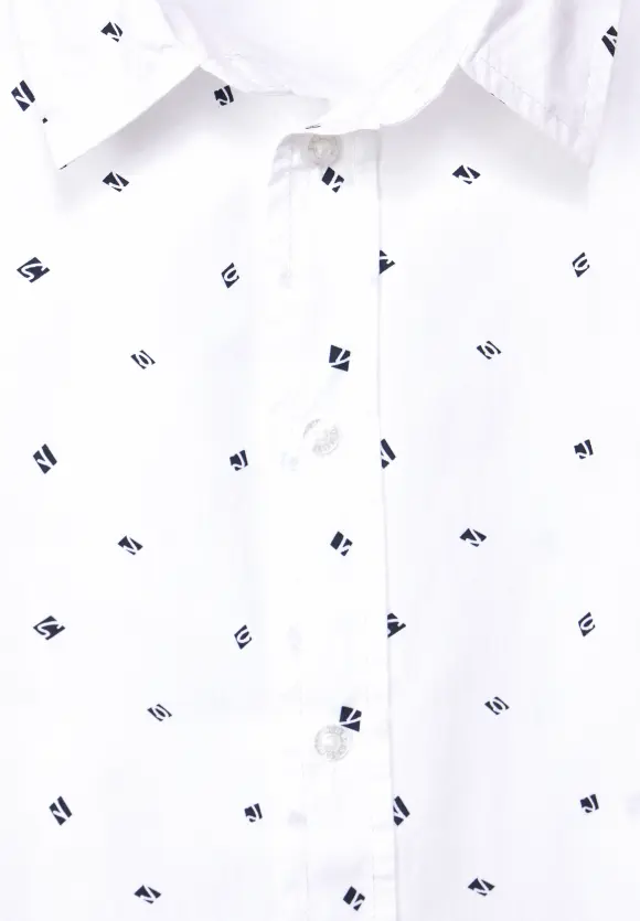 Popeline Hemd mit Print - broken white