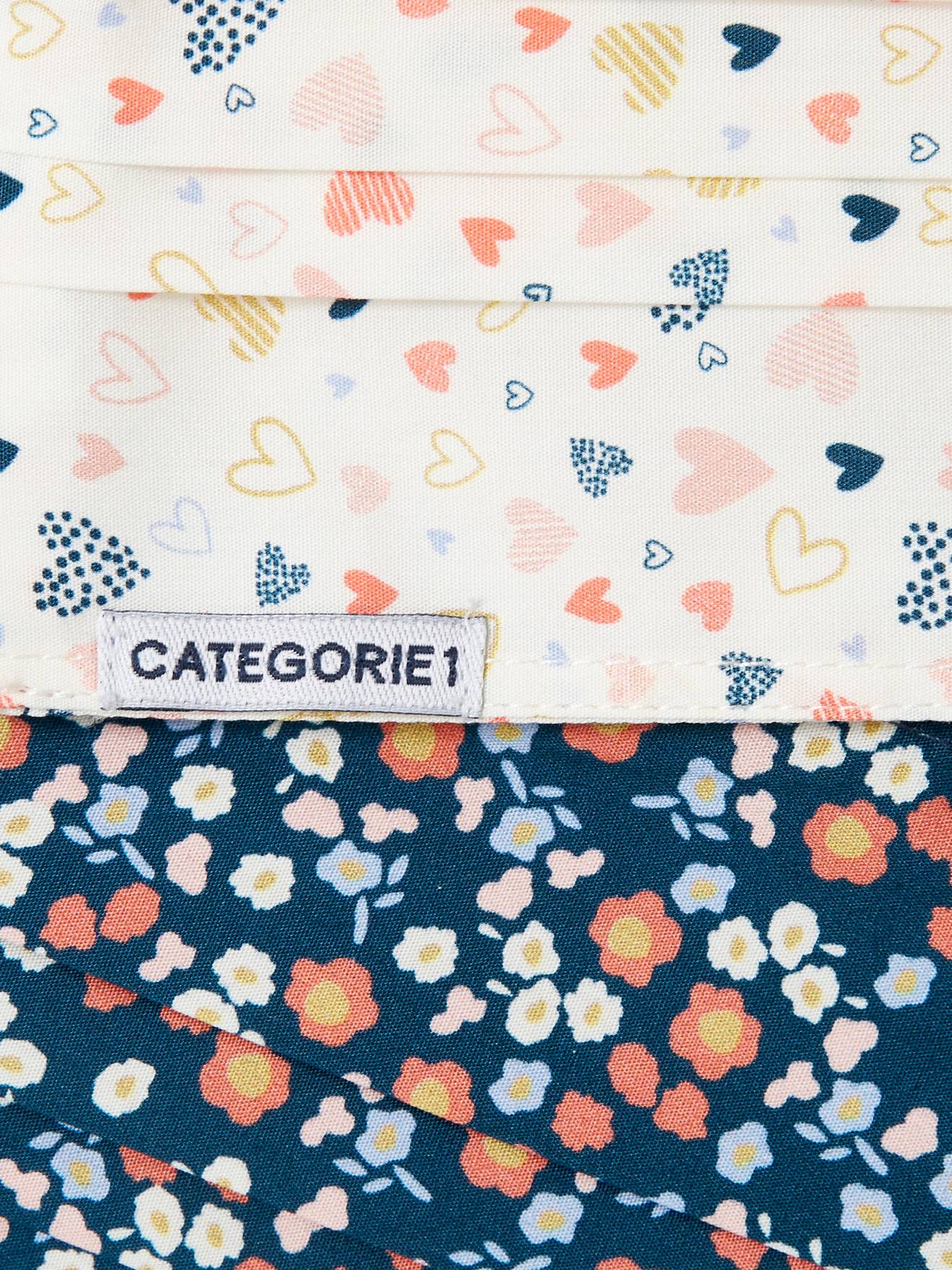 Conjunto de 2 máscaras faciais estampadas e laváveis para meninas, tamanho médio, xadrez rosa.