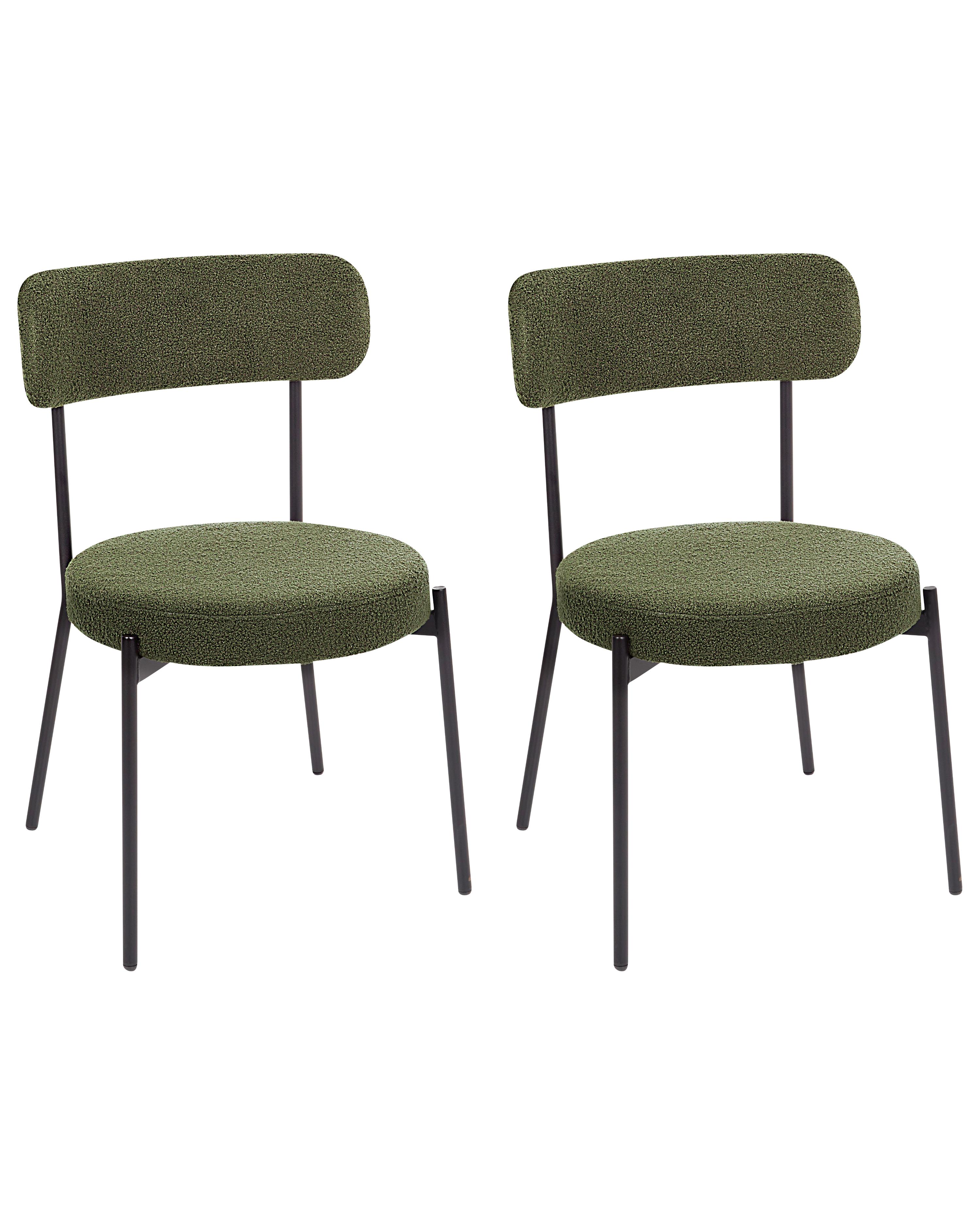 Set van 2 eetkamerstoelen ALLISON Bouclé Donkergroen