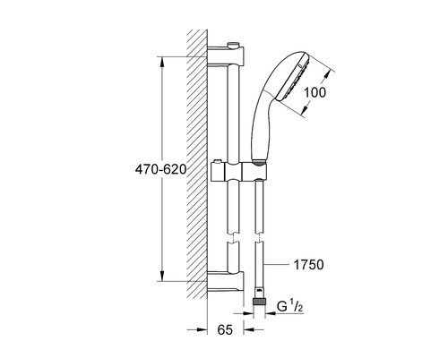 Grohe Quickfix Vitalio Start 100 doucheset, chroom, douchestang lengte 620 mm, 27948000