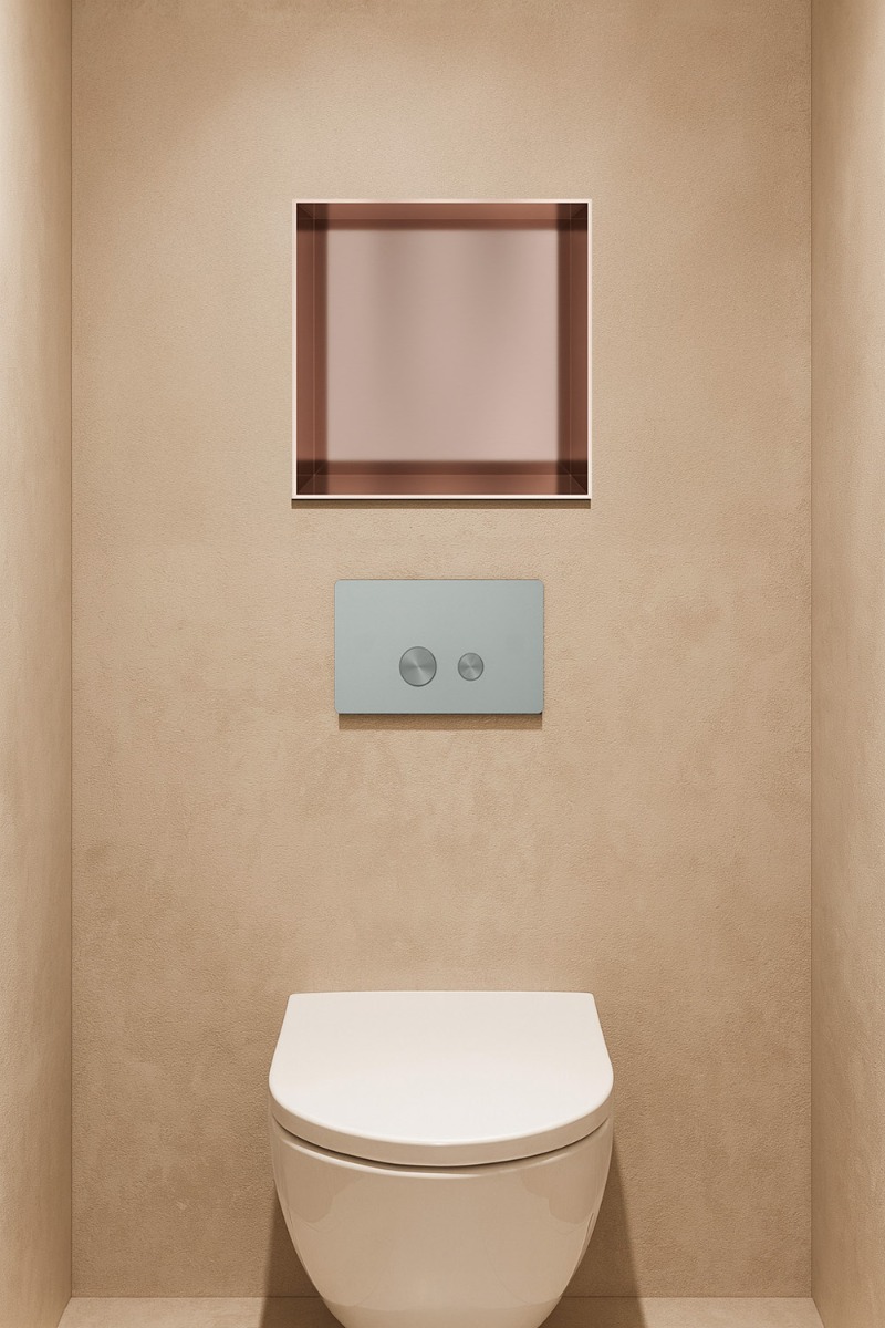 Hotbath &More frameless inbouwnis 30x30x10cm geborsteld koper PVD