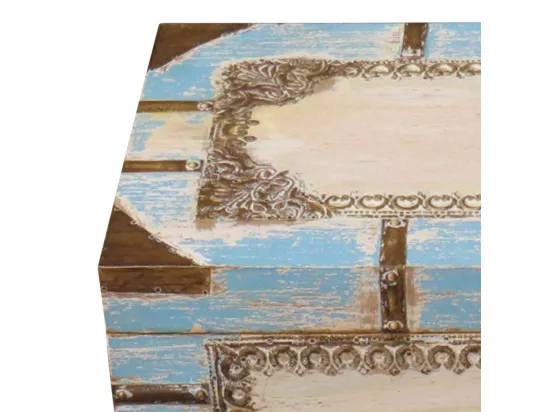 Coffre en bois bleu 50x28x27h