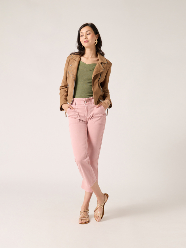 Veste en cuir suédé