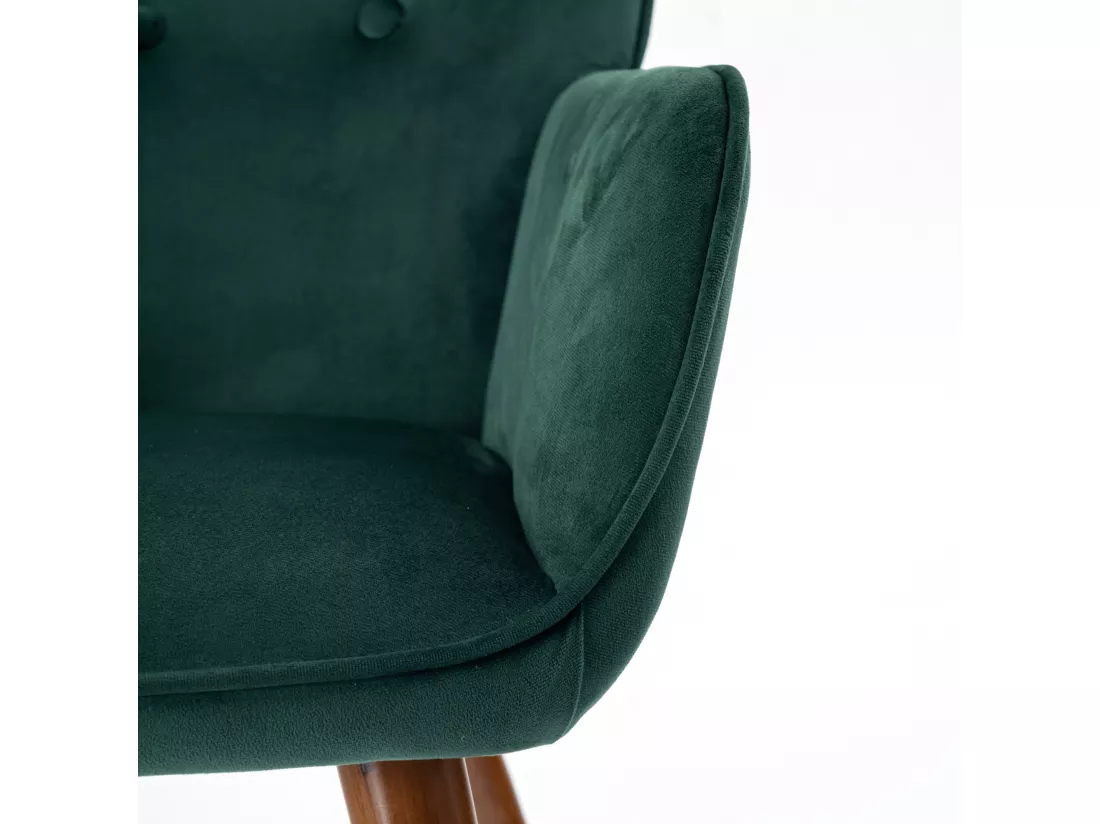 URBAN MEUBLE Fauteuil scandinave capitonné en velours vert KAS SMALL VELVET GREEN
