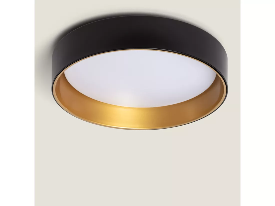 Plafonnier LED Rond Métal 20W CCT Sélectionnable Broadway Ø450 mm Noir / Or