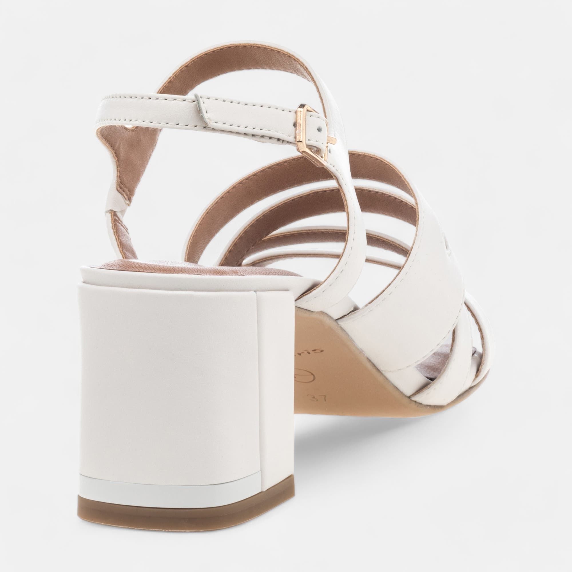 Nu-pieds à talon Femme en cuir blanc
